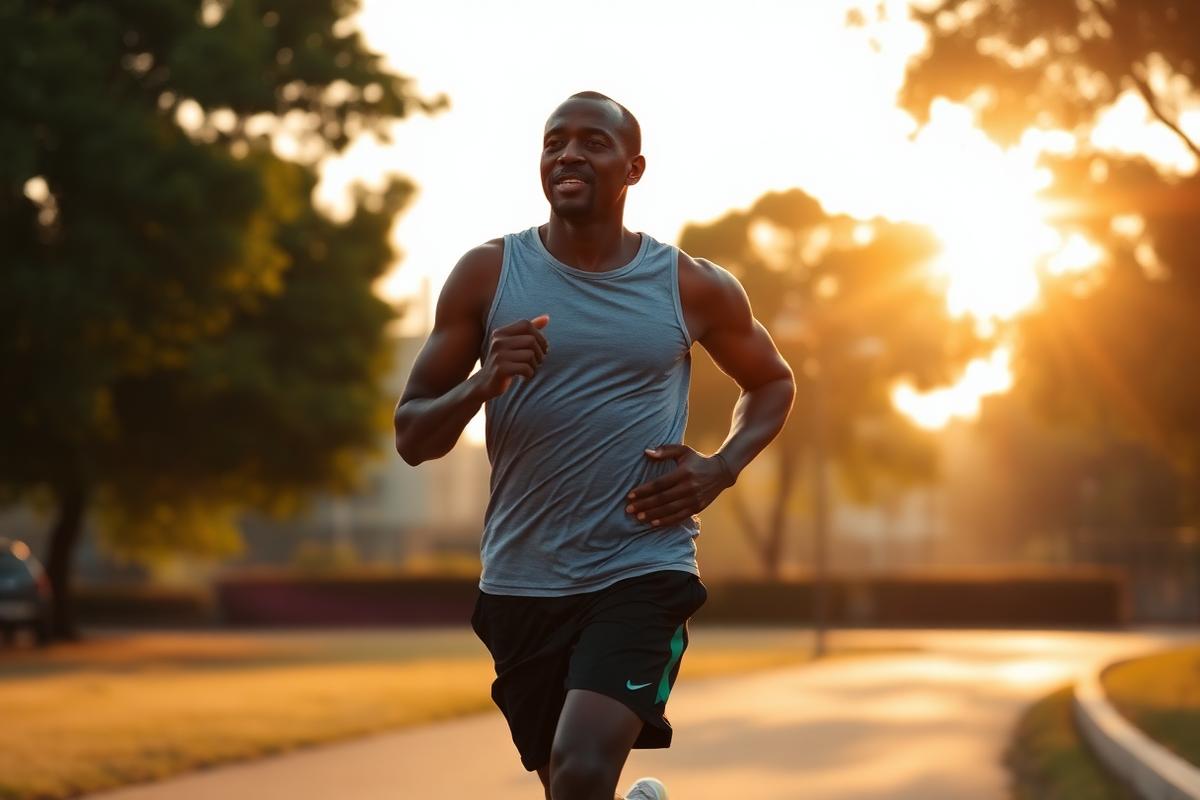 Homem a correr ao amanhecer
